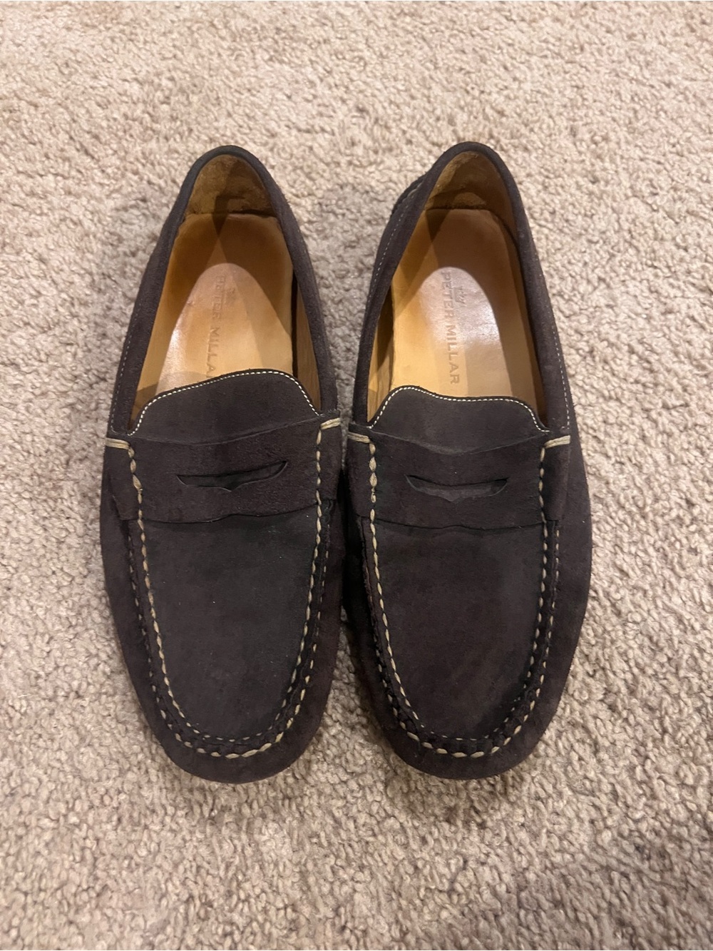 Peter Millar Men's Dark Brown Suede Driving Loafers- Size 9.5